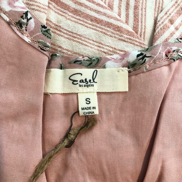 Easel Faded Coral Floral Mix W/Pockets Short Sleeve Babydoll Dress. NWT! Sz S - Picture 6 of 10